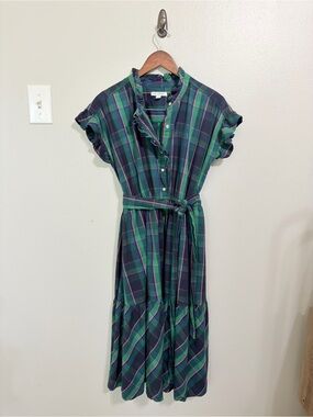 ✨ RETRO PREPPY PLAID FABULOUSNESS ✨Free Assembly Cotton Ruffle Midi Dress